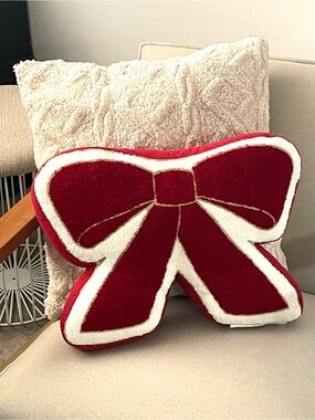 Holiday Red Bow Decorative Pillow by Palm Harbor Home